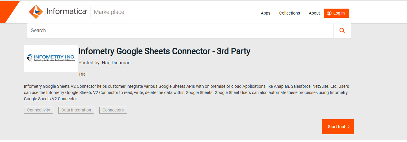Informatica Marketplace - Google Sheets connector